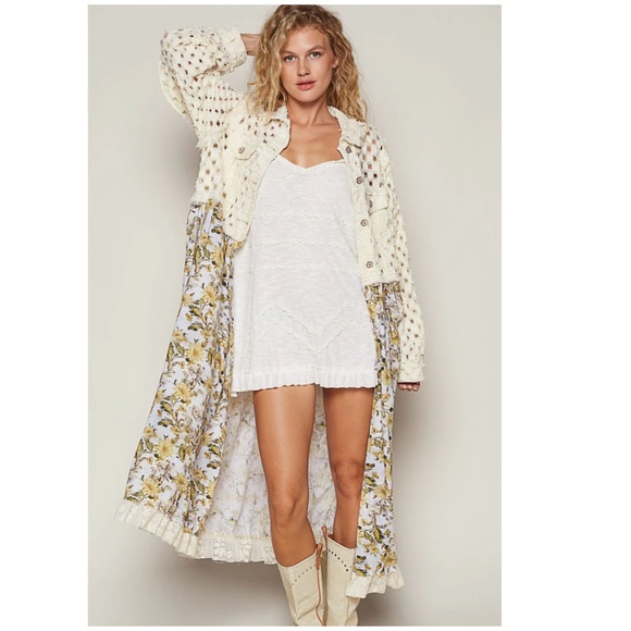 POL Cream Floral Long Cardigan - Picture 3 of 5